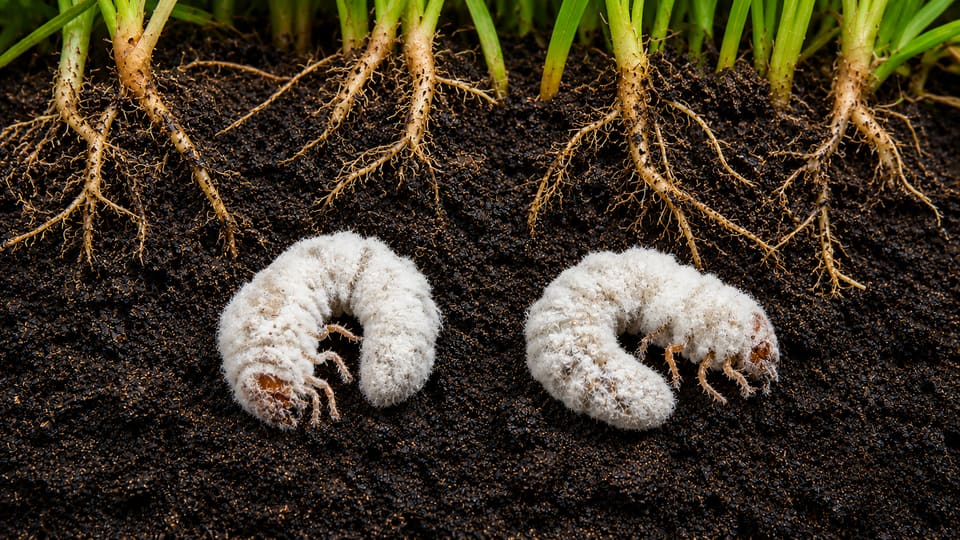 Larva colonizada por Beauveria bassiana · Día 15