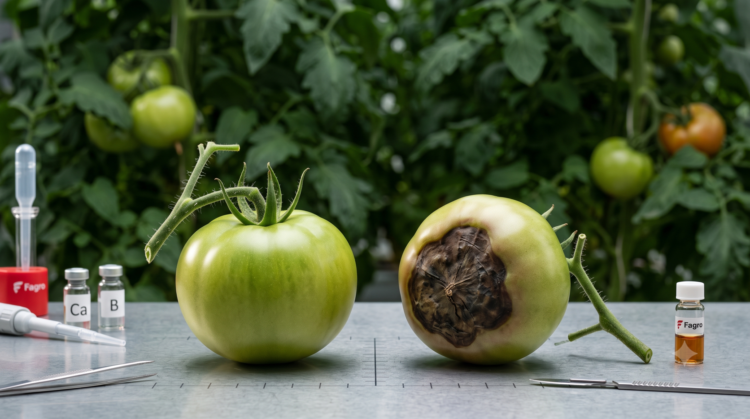Comparación científica de tomate con pudrición apical y tomate firme, síntesis del artículo sobre calcio y firmeza.