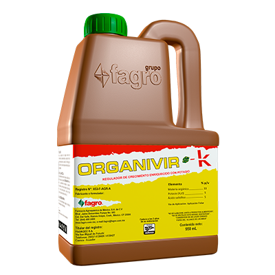 Organivir-K El producto alterativo más completo y moderno para lograr una mayor resistencia y tolerancia al ataque, diseminación y daños provocados por virus en los cultivos.